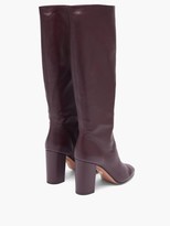Thumbnail for your product : Aquazzura Boogie 85 Block-heel Leather Knee-high Boots - Burgundy