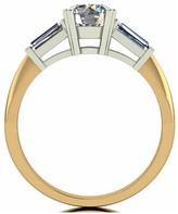 Thumbnail for your product : Moissanite 9Ct Gold 6.5Mm Round Brilliant Solitare Ring With Baguette Set Shoulders