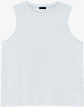 Joseph Womens Oxford Blue Round-Neck Regular-Fit Cotton and Silk-Blend Tank Top Xxs