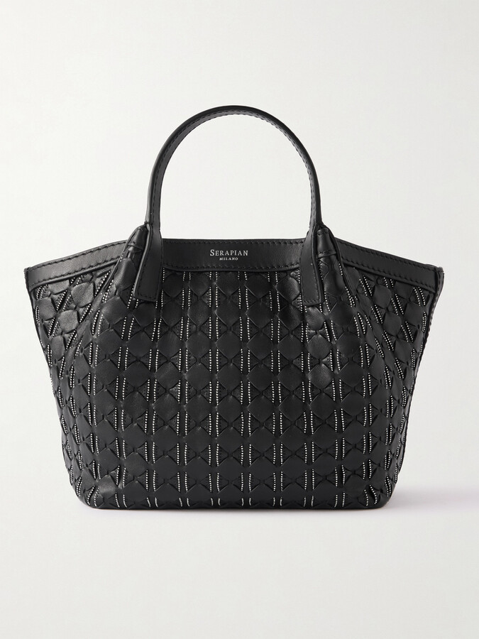 SERAPIAN Secret Mini Embellished Leather Shoulder Bag - Black