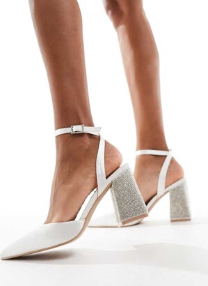 Be Mine Bridal Rylee embellished heeled shoes in ivory satin - ShopStyle  Platforms