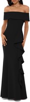 Thumbnail for your product : Betsy & Adam Off the Shoulder Front Ruffle Scuba Crepe Gown