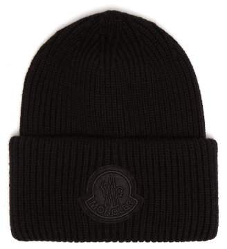 Moncler 2 1952 - Logo Virgin Wool Beanie Hat - Mens - Black