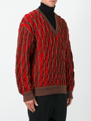 Issey Miyake Pre-Owned Textured V-Neck Jumper
