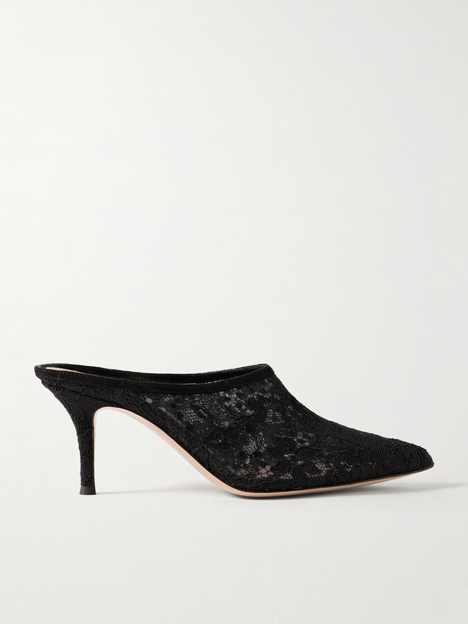 Gianvito Rossi 70mm Corded Lace Mules - Black