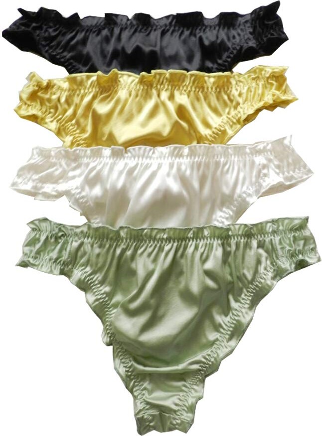 Panasilk 4Pcs Men's Silk Panties Thongs Sissy Panties Bikini Briefs  Crossdress Lingerie (Multicoloured - ShopStyle
