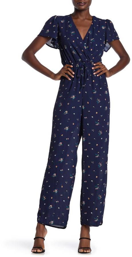 floral short sleeve jumpsuit