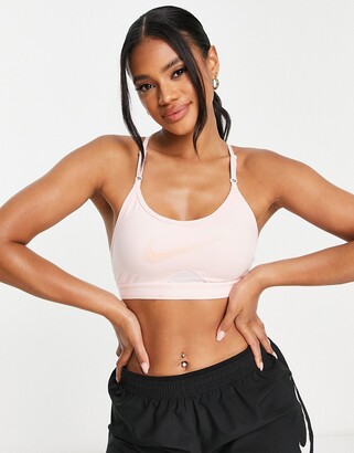 Nike Training Indy light support logo taping sports bra in white