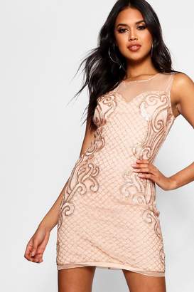 boohoo Boutique Grid Embellished Bodycon Dress