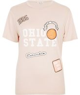 Thumbnail for your product : River Island Womens Coral badge print T-shirt