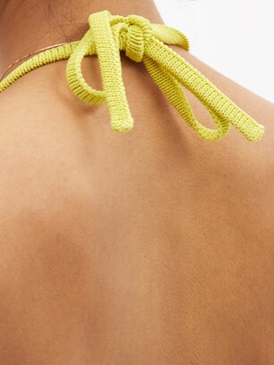Bottega Veneta Halterneck Cotton-blend Fishnet Bodysuit - Yellow Multi