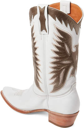 Frye White & Bronze Carrie Firebird Mid Western Boots