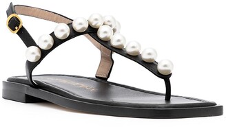 Stuart Weitzman Goldie pearl T-bar sandals