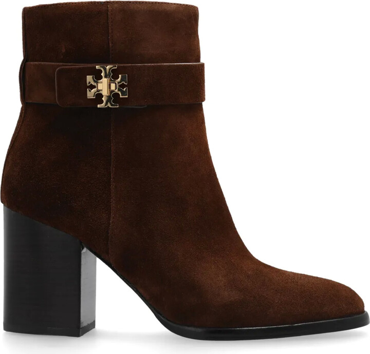 Tory Burch 90mm Logo-Plaque Suede Ankle Boots