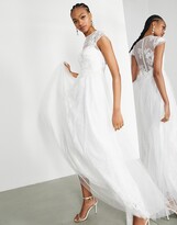Thumbnail for your product : ASOS DESIGN ASOS DESIGN Camille embroidered bodice wedding dress with lace underlay -