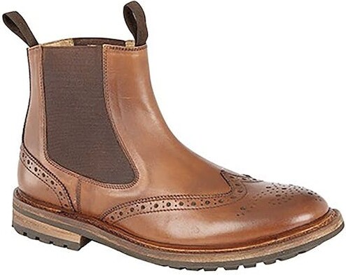 Grafters M757 Classic Brogue Gusset Dealer Boots Tan Leather 