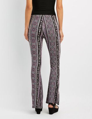 Charlotte Russe Printed Lace-Up Flare Pants