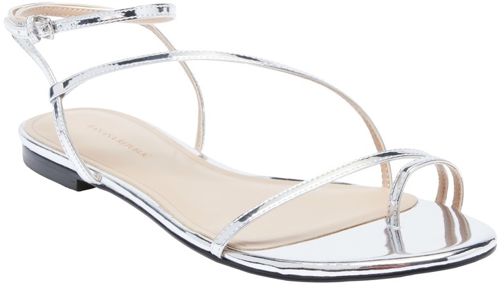 silver strappy flat sandals