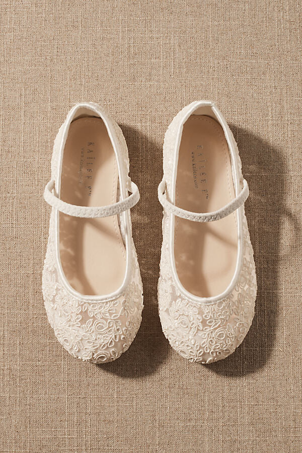 Kailee P. Pas Lace Crochet Mary Jane Flower Girl Flats White ShopStyle