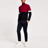 Thumbnail for your product : River Island Red colour block slim fit roll neck jumper