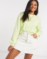 Thumbnail for your product : ASOS DESIGN oversized long sleeve t-shirt with cuff detail in washed lime