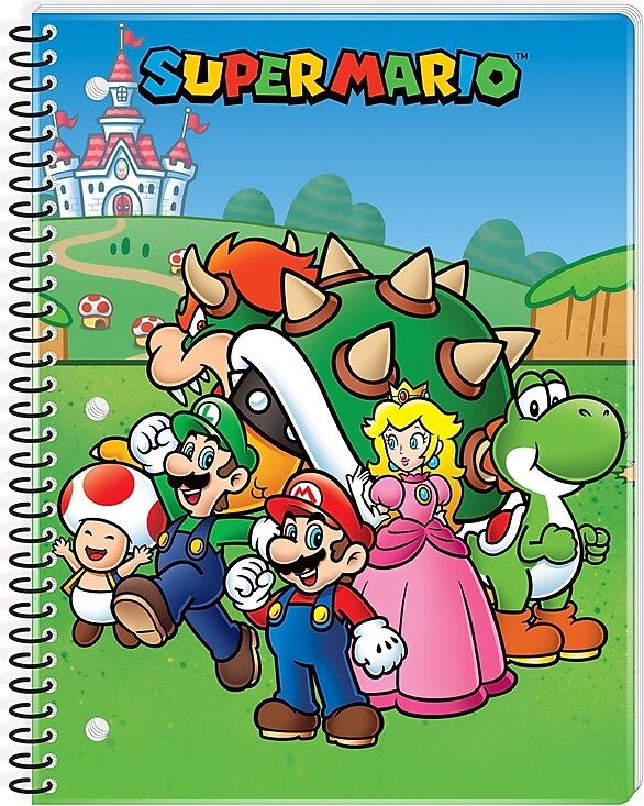 Innovative Designs Super Mario 1-Subject Notebooks, 8" x 10.5", Wide Ruled, 70 Sheets, Multicolored (717842MB-SA)