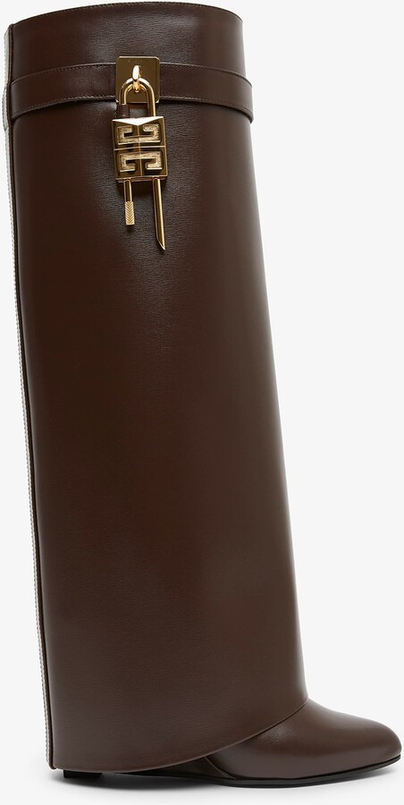 Givenchy Shark lock 90 brown leather boots