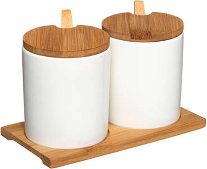 Dunelm Set of 2 Bamboo & Ceramic Spice Jars Brown/White ShopStyle