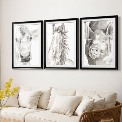 One Allium Way Farm Faces I -Custom Framed Premium Print W Matt - 3 Pieces