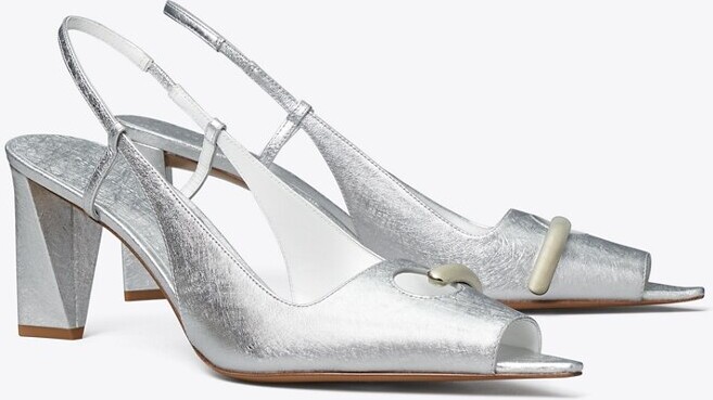 Pierced Peep-Toe Slingback