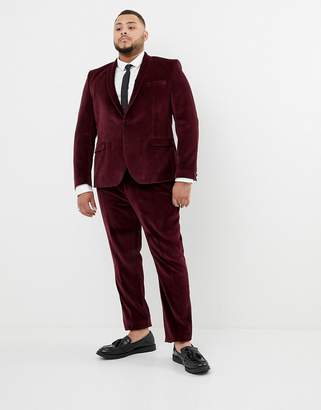 Twisted Tailor super skinny velvet suit pant in burgundy
