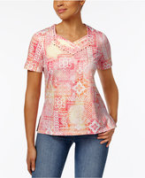 Thumbnail for your product : Alfred Dunner Patchwork-Print Embellished Top