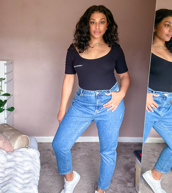 ydre Devise eksperimentel Vero Moda Curve mom jeans in medium blue - ShopStyle