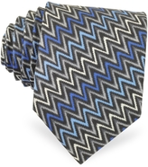 Thumbnail for your product : Missoni Blue and Gray Wave Zig Zag Silk Narrow Tie