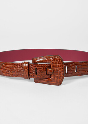 Paul Smith Women's Tan Mock Croc Leather Belt