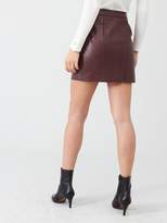 Thumbnail for your product : River Island Croc Pu Biker Skirt- Oxblood