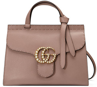 Gucci GG Marmont Small Pearly Top-Handle Satchel Bag, Nude