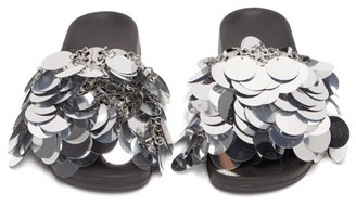 Paco Rabanne Sequinned Rubber Slides - Silver