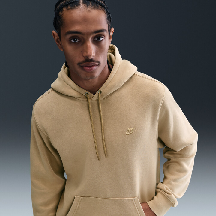 nike sportswear club fleece hoodie sweatshirt tan
