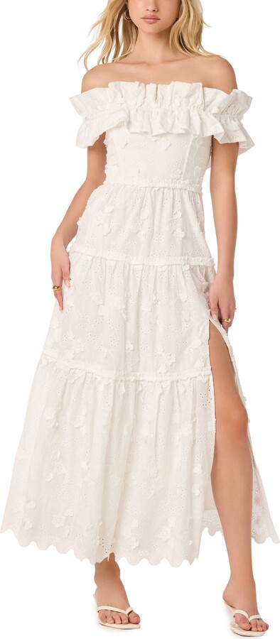 ASTR the Label Piccola Off the Shoulder Cotton Eyelet Dress