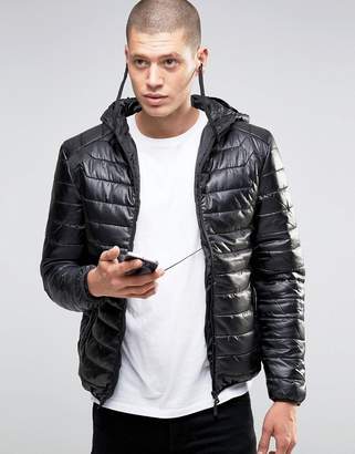 Brave Soul Quilted Padded Jacket With In Built Headphones