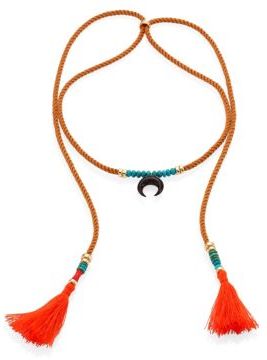 Lizzie Fortunato Sand Twist Horn & Turquoise Tassel Cord Necklace