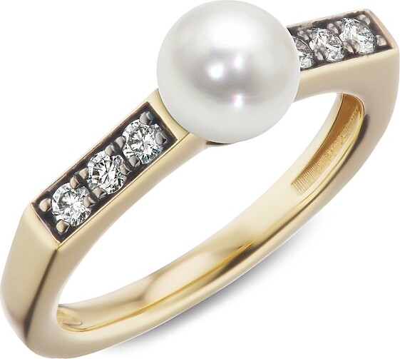 Sorellina Women's Stx & Stones 18K Yellow Gold, 6MM Natural Pearl & Diamond Ring - Pearl - Size 6
