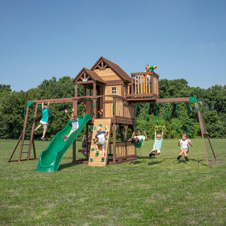 Backyard Discovery Skyfort II with Wave Slide Cedar Swing Set/PlaySet - DIY:- Do it Yourself