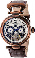 Thumbnail for your product : Heritor Automatic Ganzi Mens Leather Day&Date-Bronze/Silver Watches