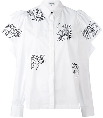 Kenzo embroidery ruffle sleeve blouse