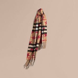 Burberry The Mini Classic Cashmere Scarf in Check with Star Print