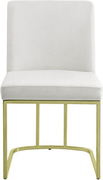 Everly Quinn White Velvet & Gold Finish Side Chair (Set of 2)