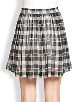 Thumbnail for your product : Joie Deron Plaid Silk Pleated Skirt