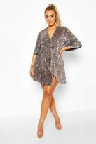 Thumbnail for your product : boohoo Plus Sequin Twist Front Dress